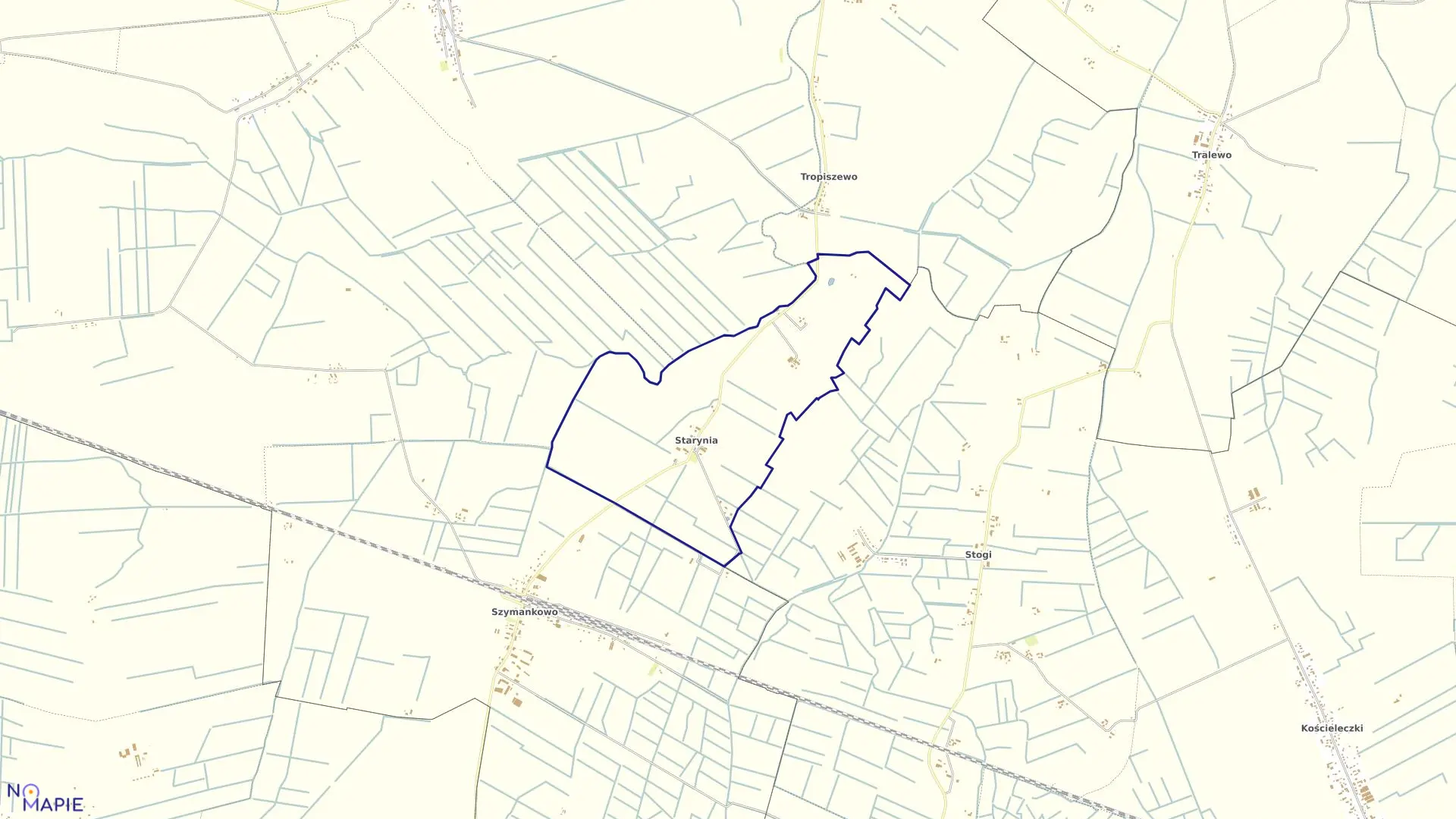 Mapa obrębu Starynia w gminie Lichnowy