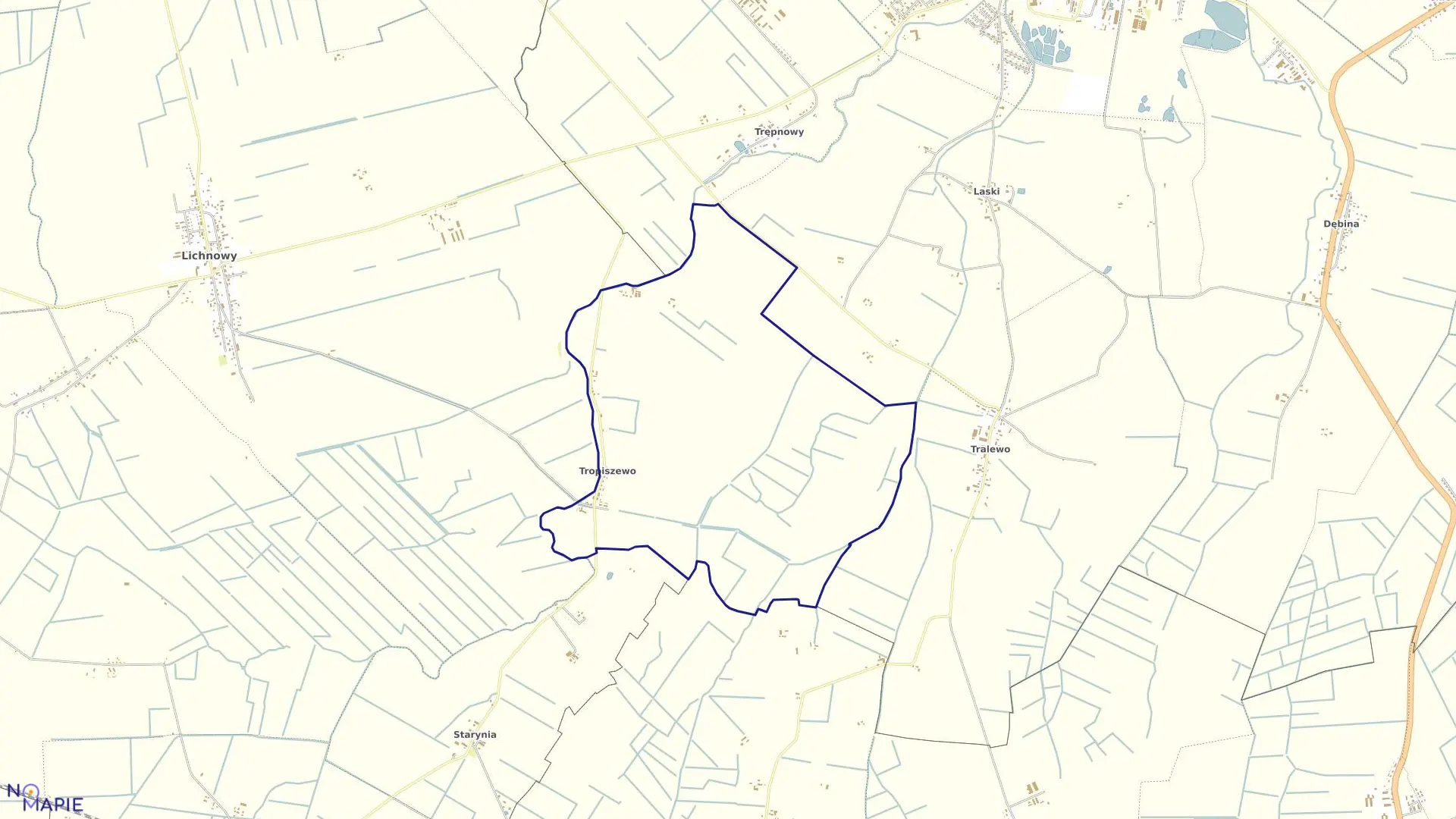 Mapa obrębu Tropiszewo w gminie Lichnowy